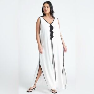 Eloquii V-Neck Gauze Maxi Dress - Size 22